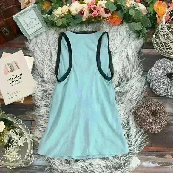 L.A.M.B by Gwen Stefani Blue Racerback Fishnet Accent Top, PS - Picture 7 of 7